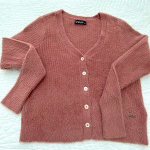 Abercrombie ladies button-up sweater, rose color, size L